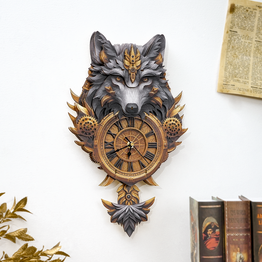 Wolf Totem 3D Wooden Puzzle Clock, DIY Craft Kit