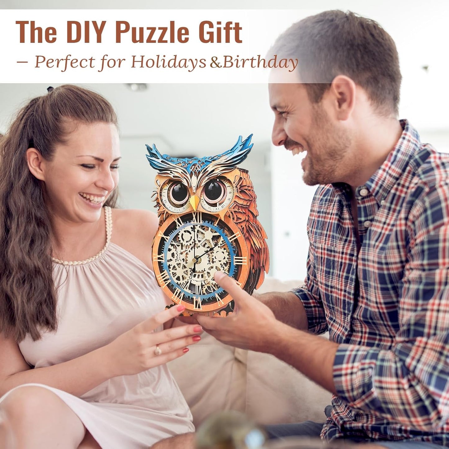 Owl DIY 3D Wooden Puzzle Clock, DIY Craft Kit
