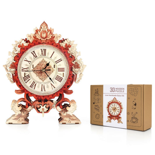 Flame Flower 3D Wooden Puzzle Clock, DIY Craft Kit