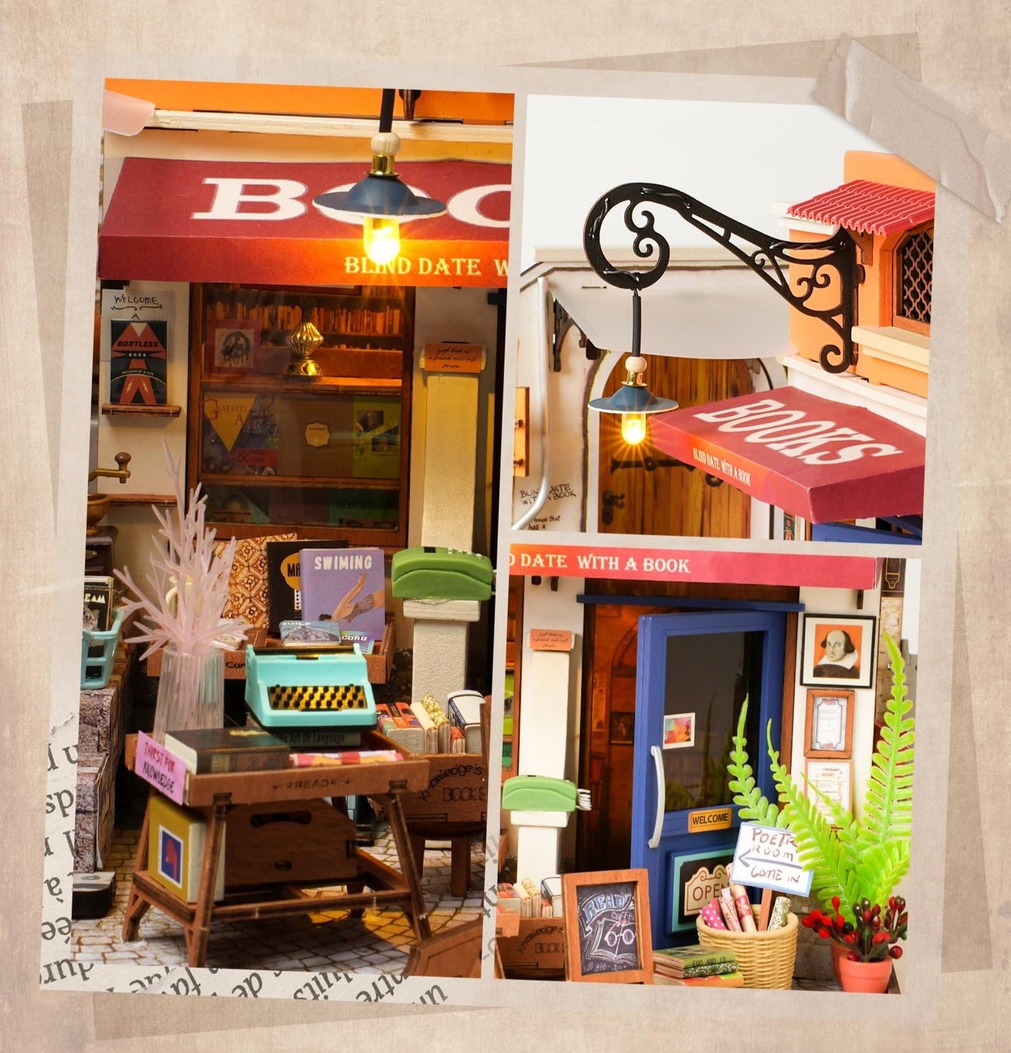 Corner Bookstore DIY Miniature House Kit