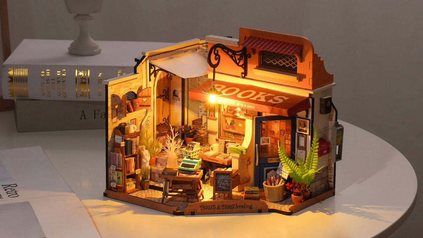 Corner Bookstore DIY Miniature House Kit