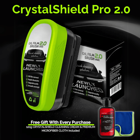 CrystalShield Pro 2.0 Hydrophobic Anti-Fog & Oil Film Glass Cleaning Brush