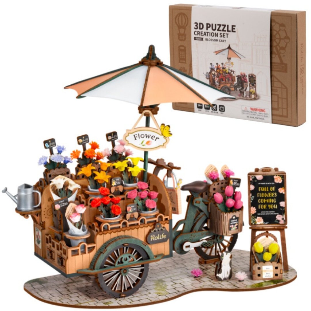 Flower Blossom Cart DIY Miniature 3D Puzzle Kit