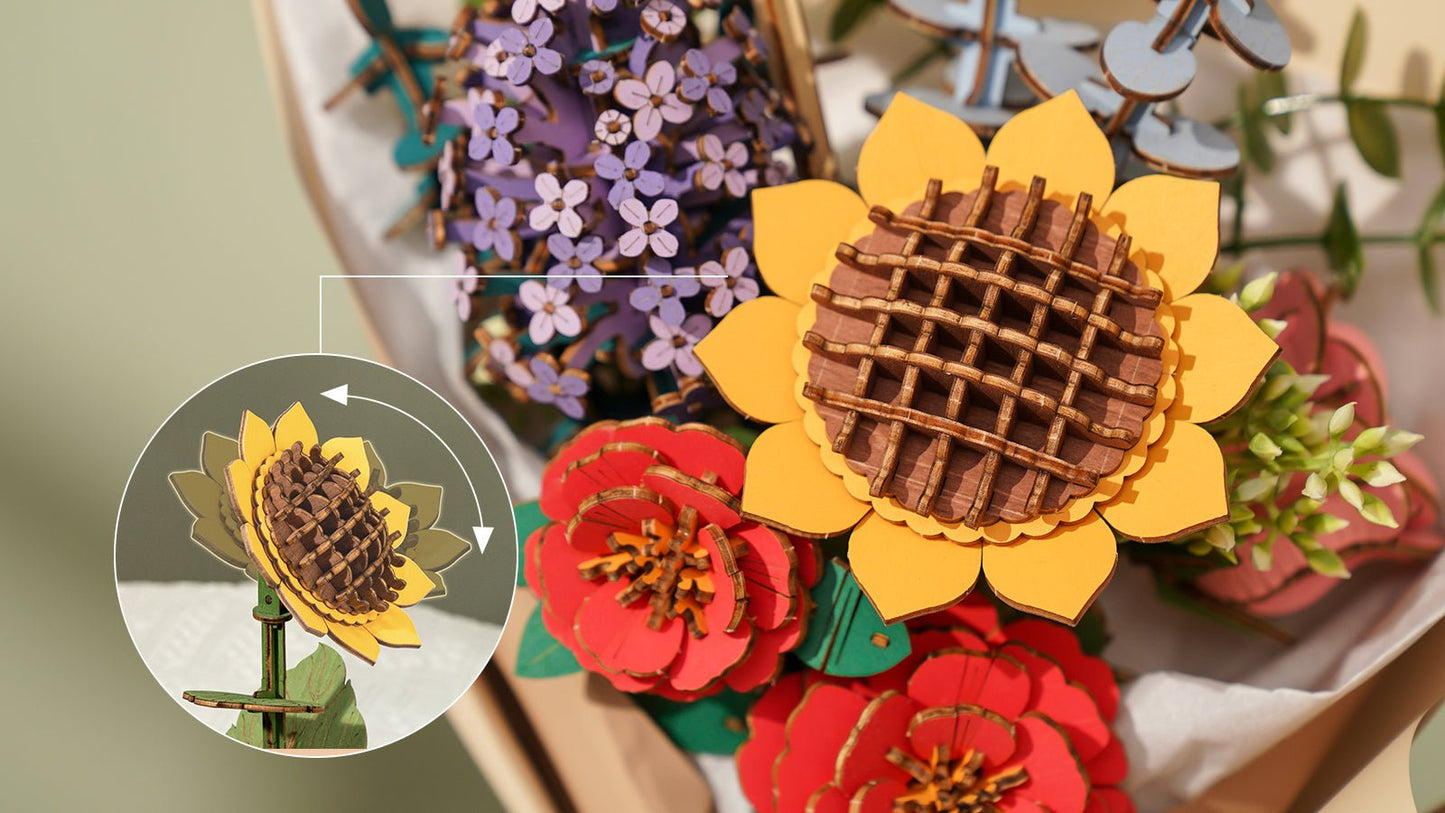 Flower Blossom Cart DIY Miniature 3D Puzzle Kit
