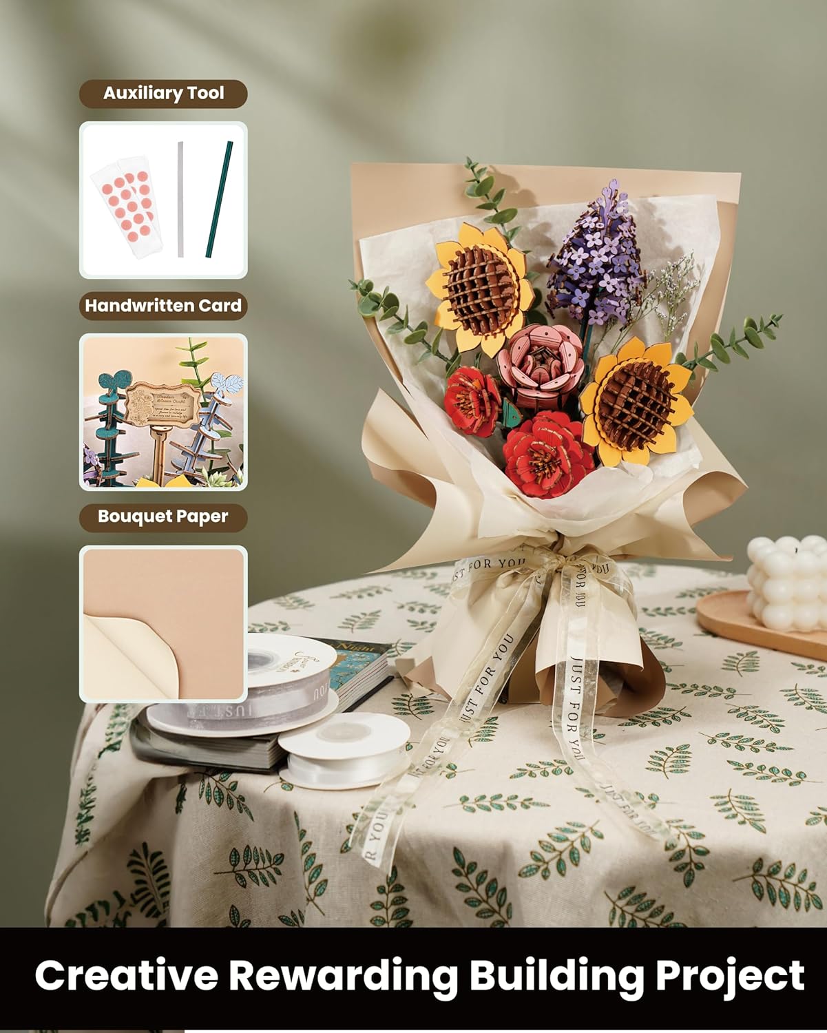 Flower Blossom Cart DIY Miniature 3D Puzzle Kit