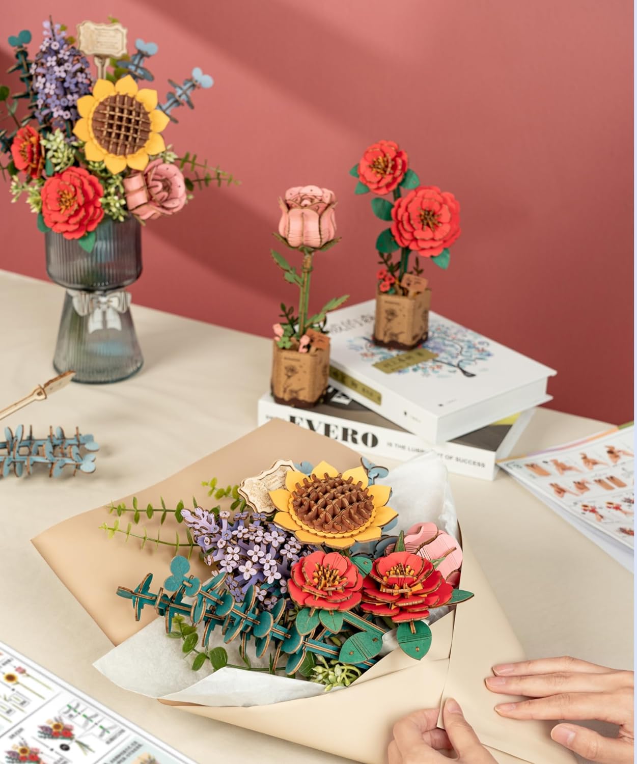Flower Blossom Cart DIY Miniature 3D Puzzle Kit