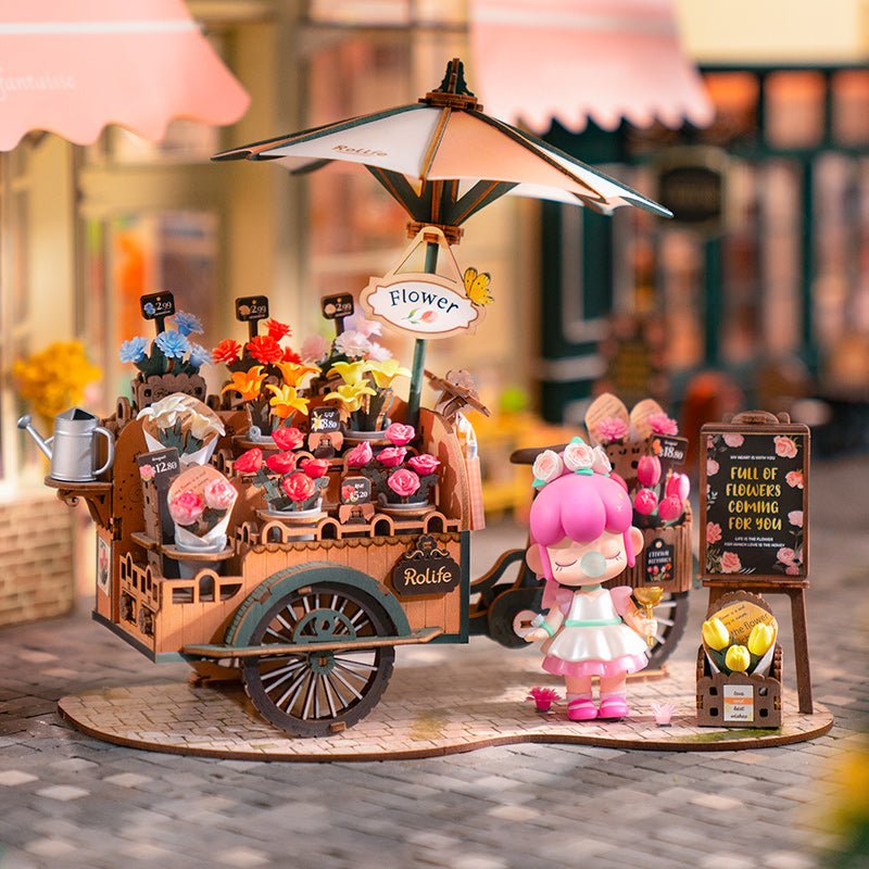 Flower Blossom Cart DIY Miniature 3D Puzzle Kit