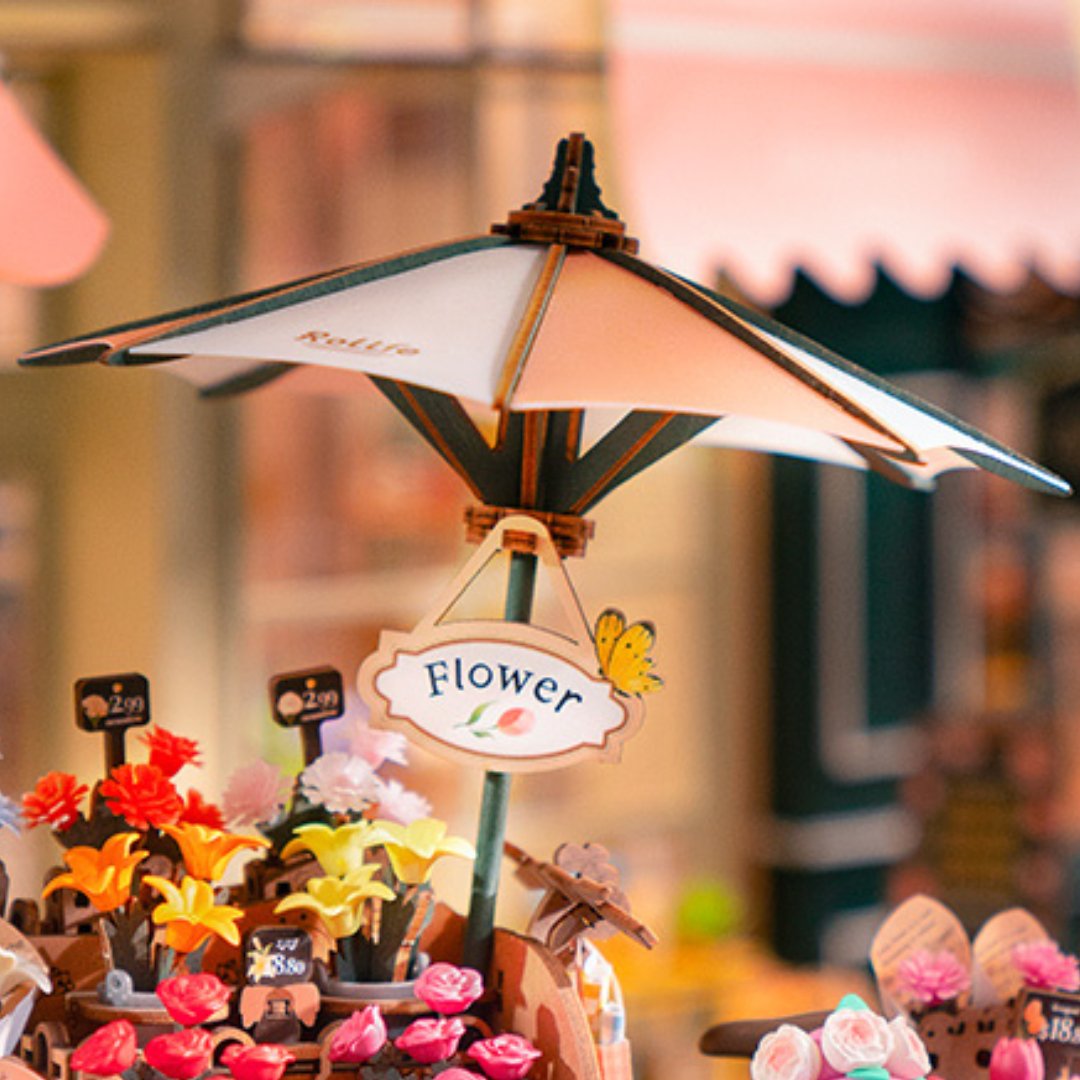 Flower Blossom Cart DIY Miniature 3D Puzzle Kit