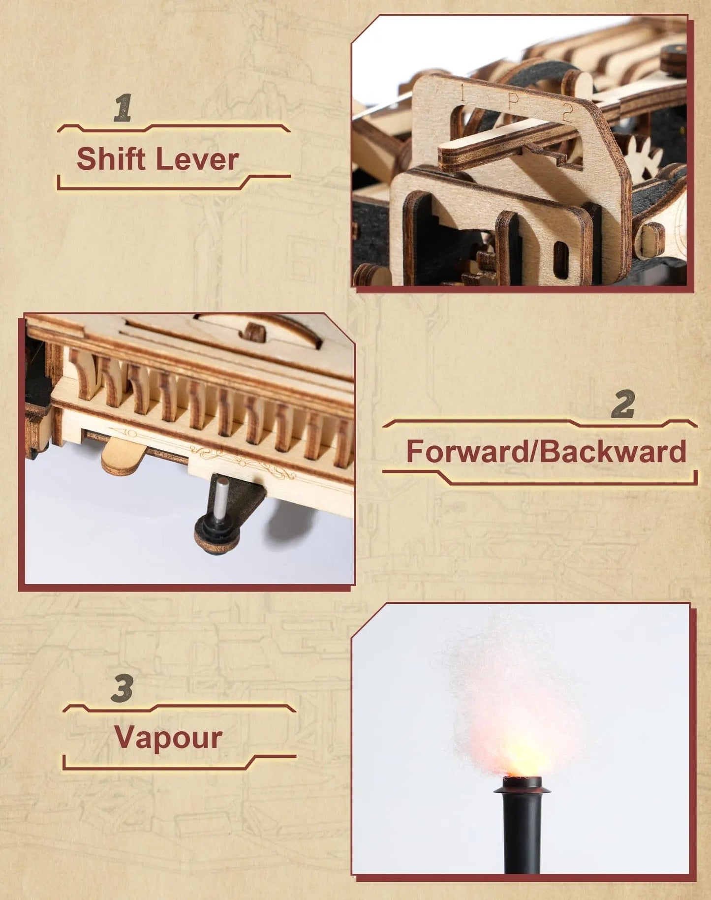 Mechanical Steam Engine 3D Wooden Puzzle