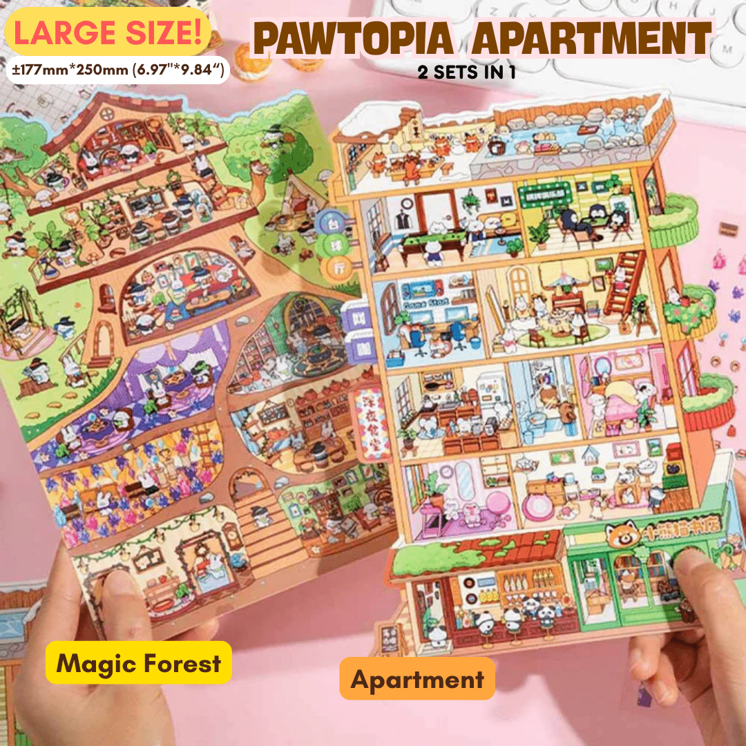 Pawtopia Apartment Series Large - Stick n’ Scene 3D DIY Scene Stickers Therapy - DIYRICLE