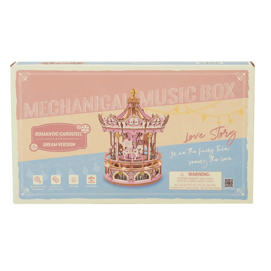 Romantic Carousel Mechanical Music Box 3D Wooden Puzzle