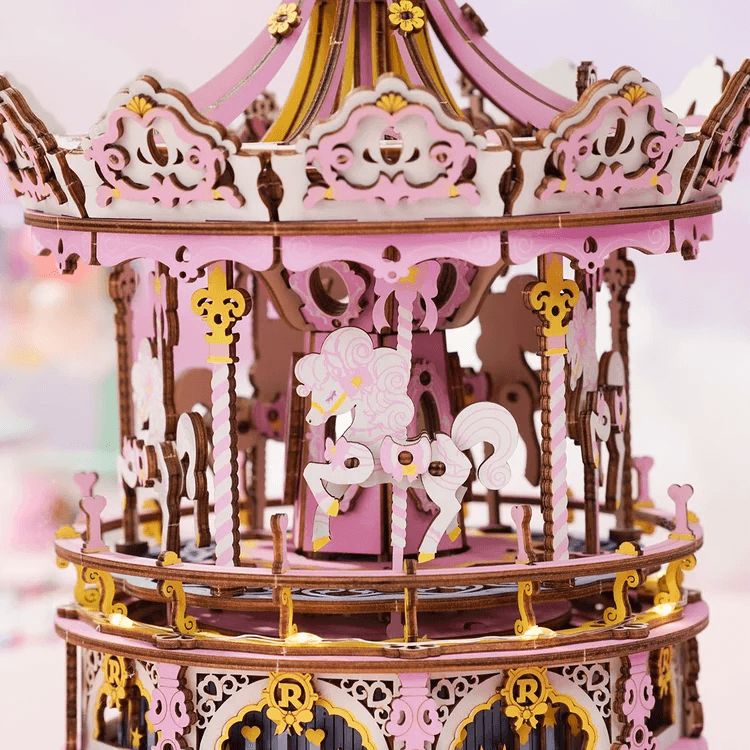 Romantic Carousel Mechanical Music Box 3D Wooden Puzzle