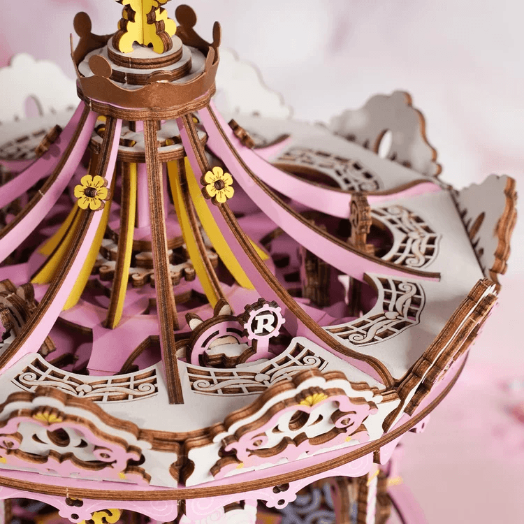 Romantic Carousel Mechanical Music Box 3D Wooden Puzzle