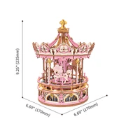 Romantic Carousel Mechanical Music Box 3D Wooden Puzzle