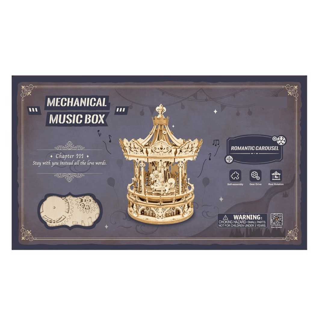 Romantic Carousel Mechanical Music Box 3D Wooden Puzzle