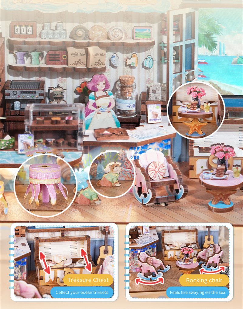 Seaside Cafe TechArt 3D DIY Music Box