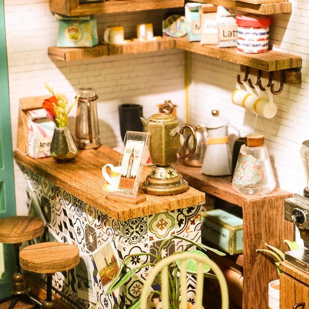 Simon's Coffee Shop DIY Miniature Dollhouse Kit