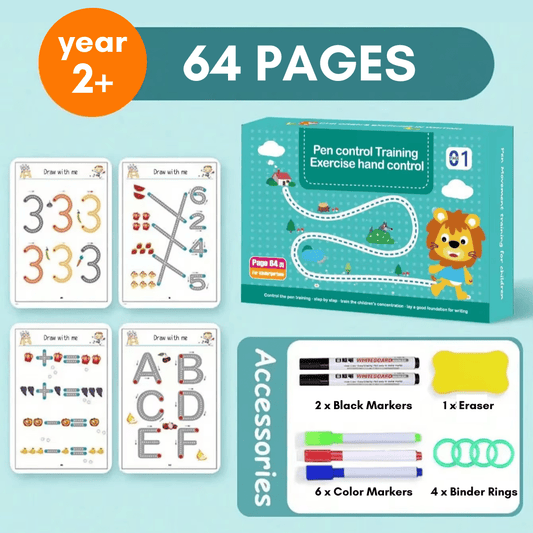 SmartLearn Kids Tracing Book: Erasable Montessori Practice for Numbers, Letters & Shapes