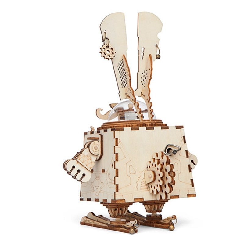 Steampunk Bunny Music Box 3D Wooden Puzzle