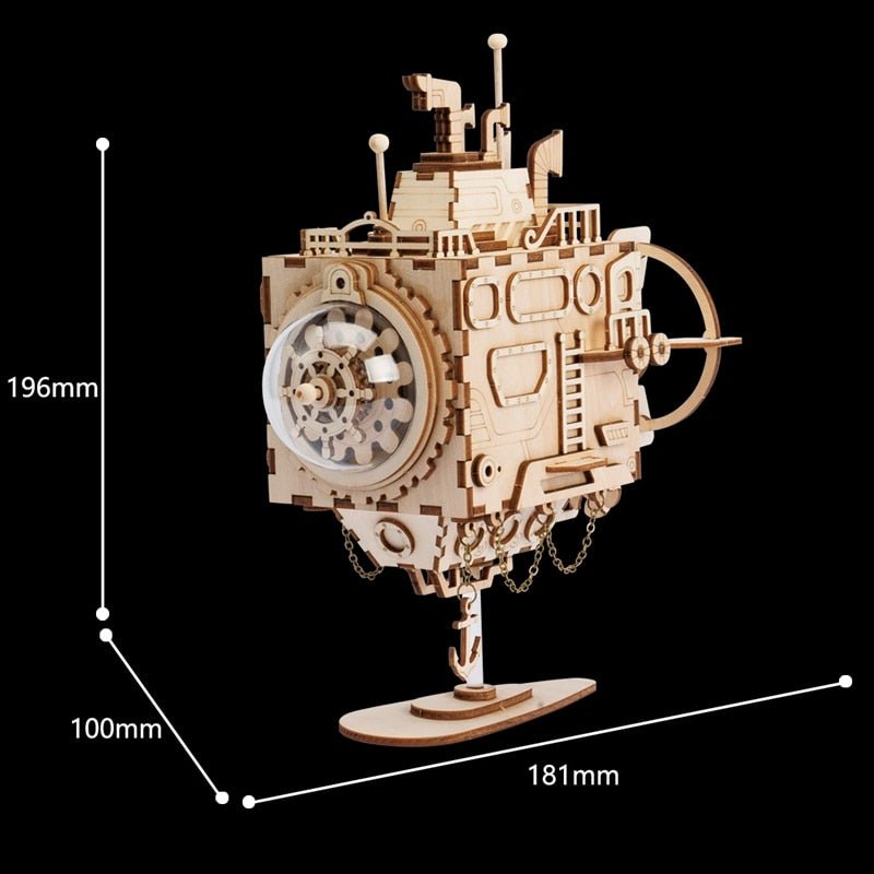 Steampunk Submarine Music Box 3D Wooden Puzzle