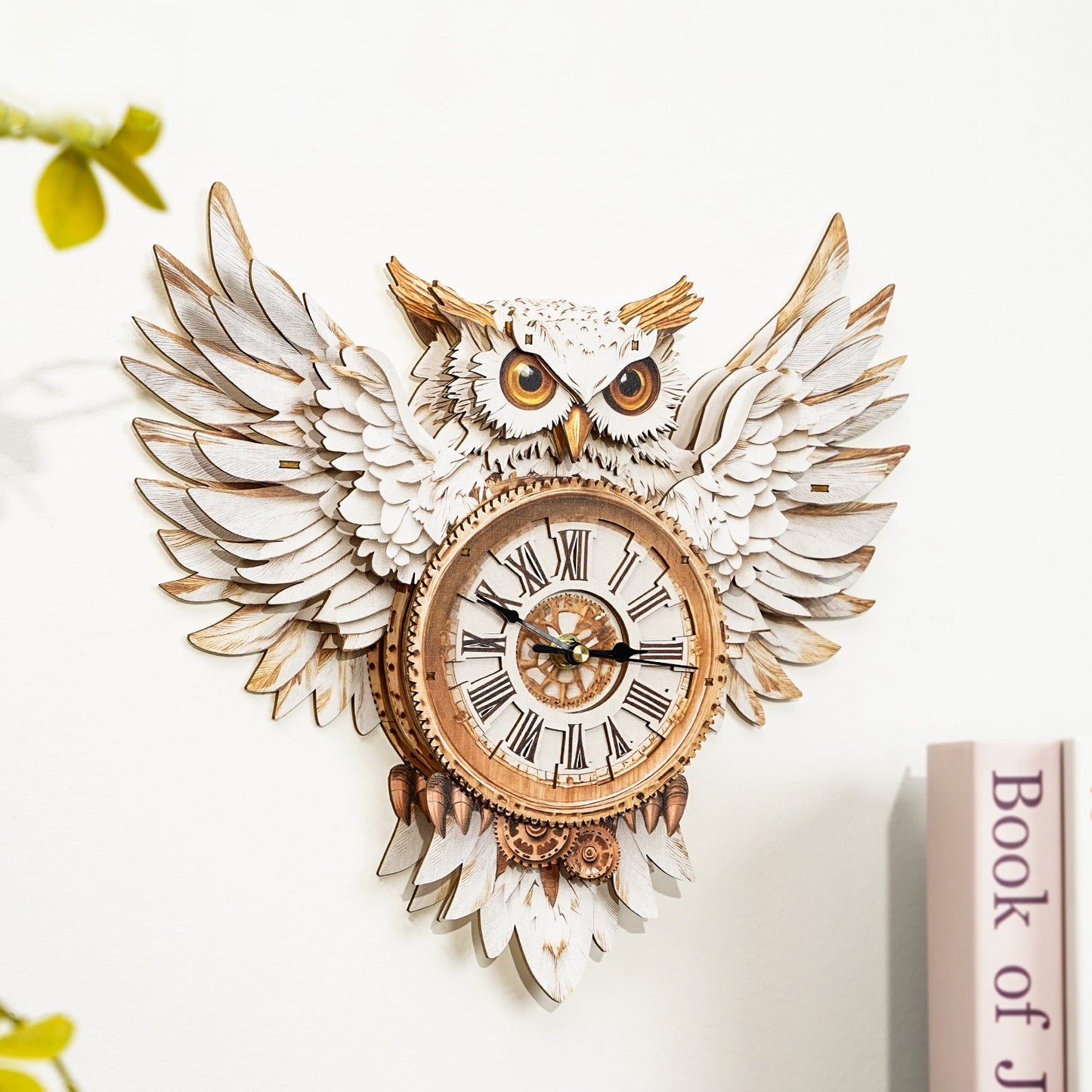 Snowy Owl 3D Wooden Puzzle Clock, DIY Craft Kit