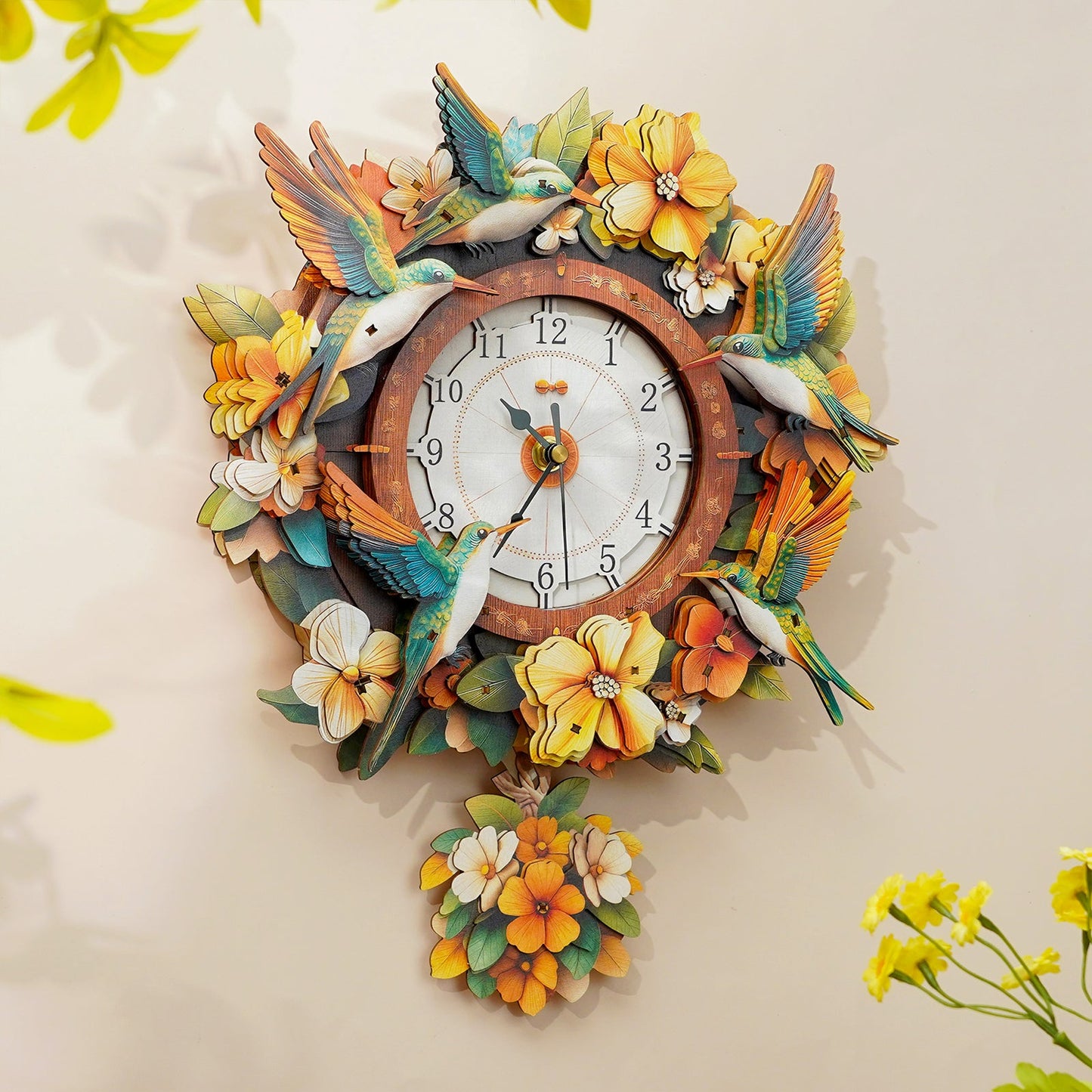 Garden Wingbeats 3D Wooden Puzzle Clock, DIY Craft Kit