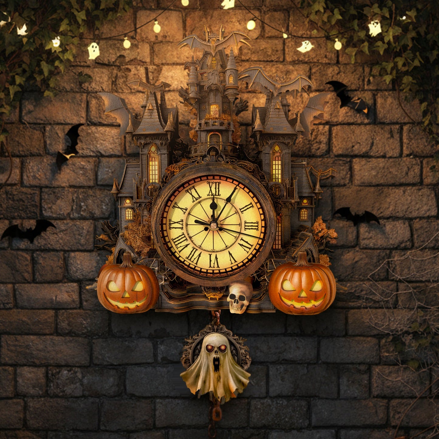Spooky Castle 3D Wooden Puzzle Clock, DIY Craft Kit
