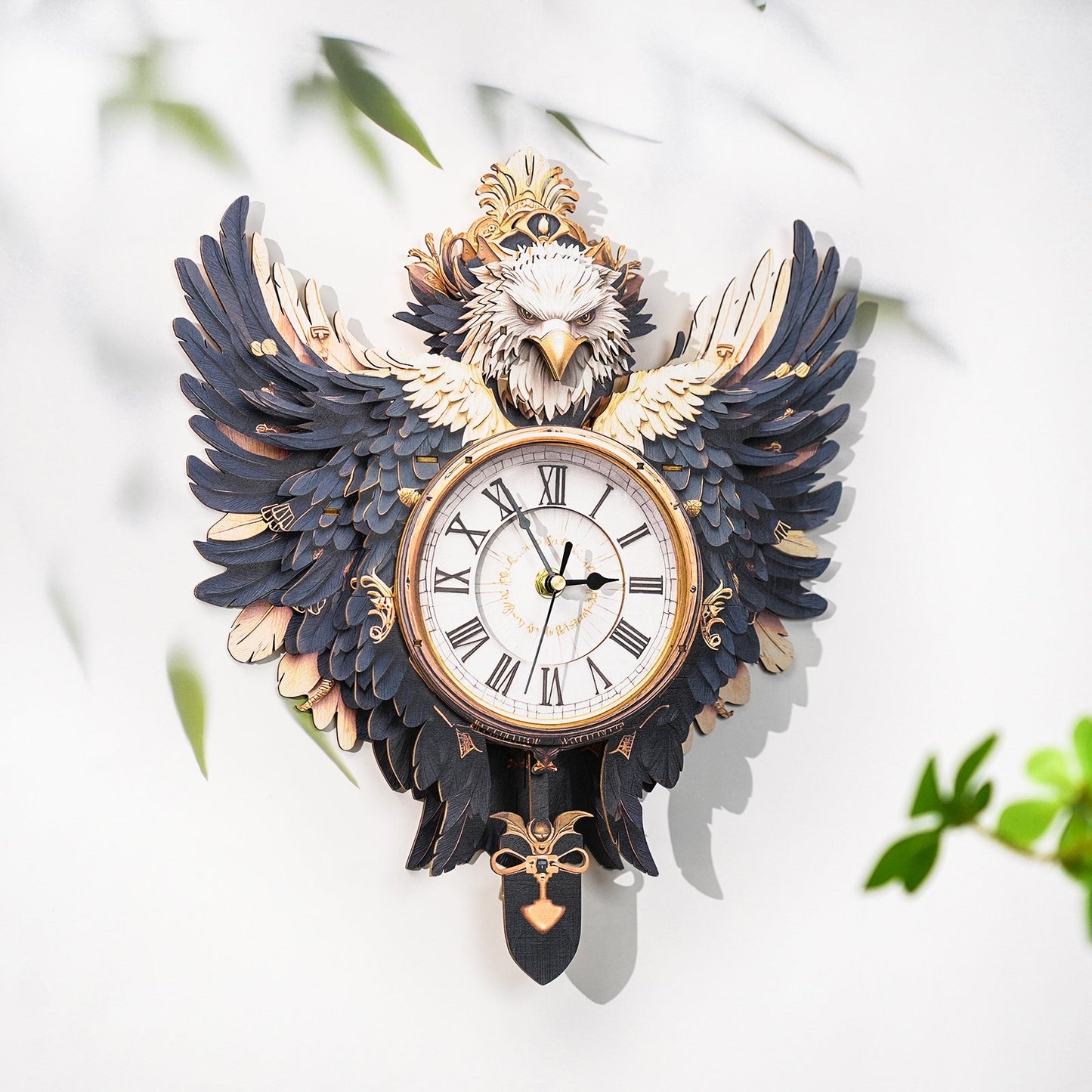 Majestic Eagle 3D Wooden Puzzle Clock, DIY Craft Kit