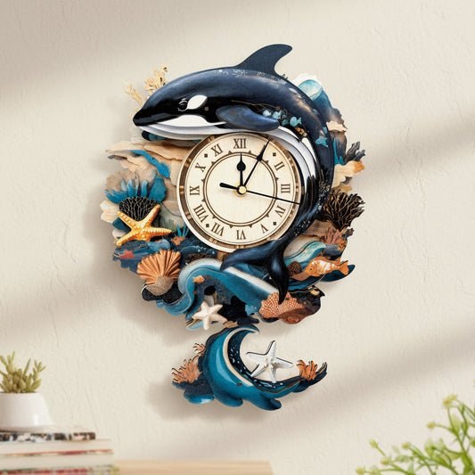 Ocean Rhythm 3D Wooden Puzzle Clock, DIY Craft Kit