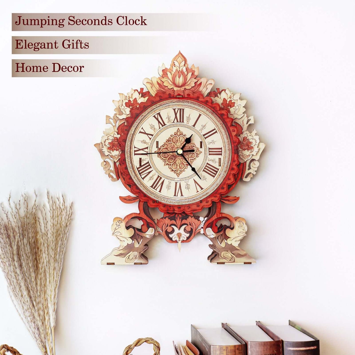 Flame Flower 3D Wooden Puzzle Clock, DIY Craft Kit