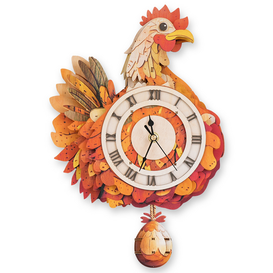 Cluck & Tick Hen 3D Wooden Puzzle Clock, DIY Craft Kit
