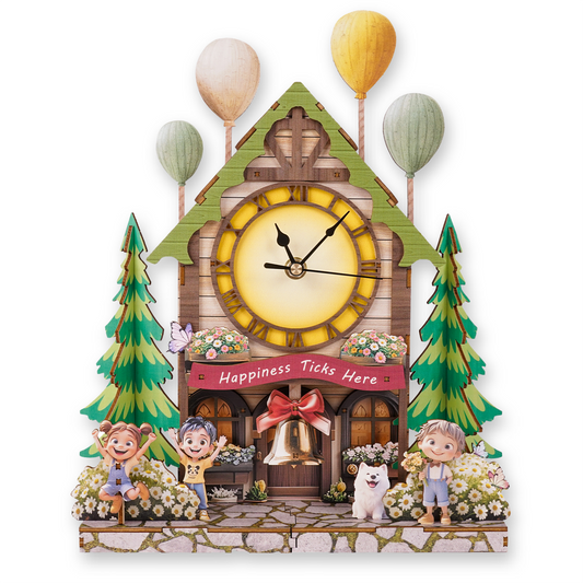 Balloon House 3D Wooden Puzzle Clock, DIY Craft Kit