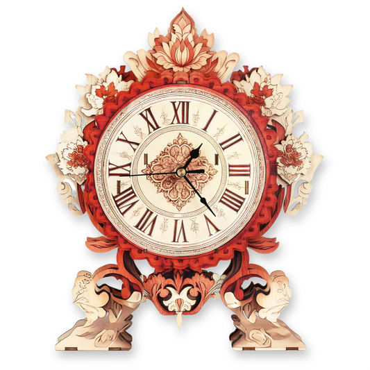 Flame Flower 3D Wooden Puzzle Clock, DIY Craft Kit