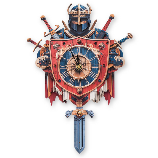Fearless Knight 3D Wooden Puzzle Clock, DIY Craft Kit