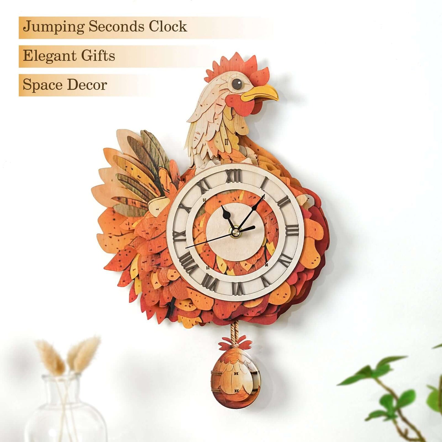 Cluck & Tick Hen 3D Wooden Puzzle Clock, DIY Craft Kit