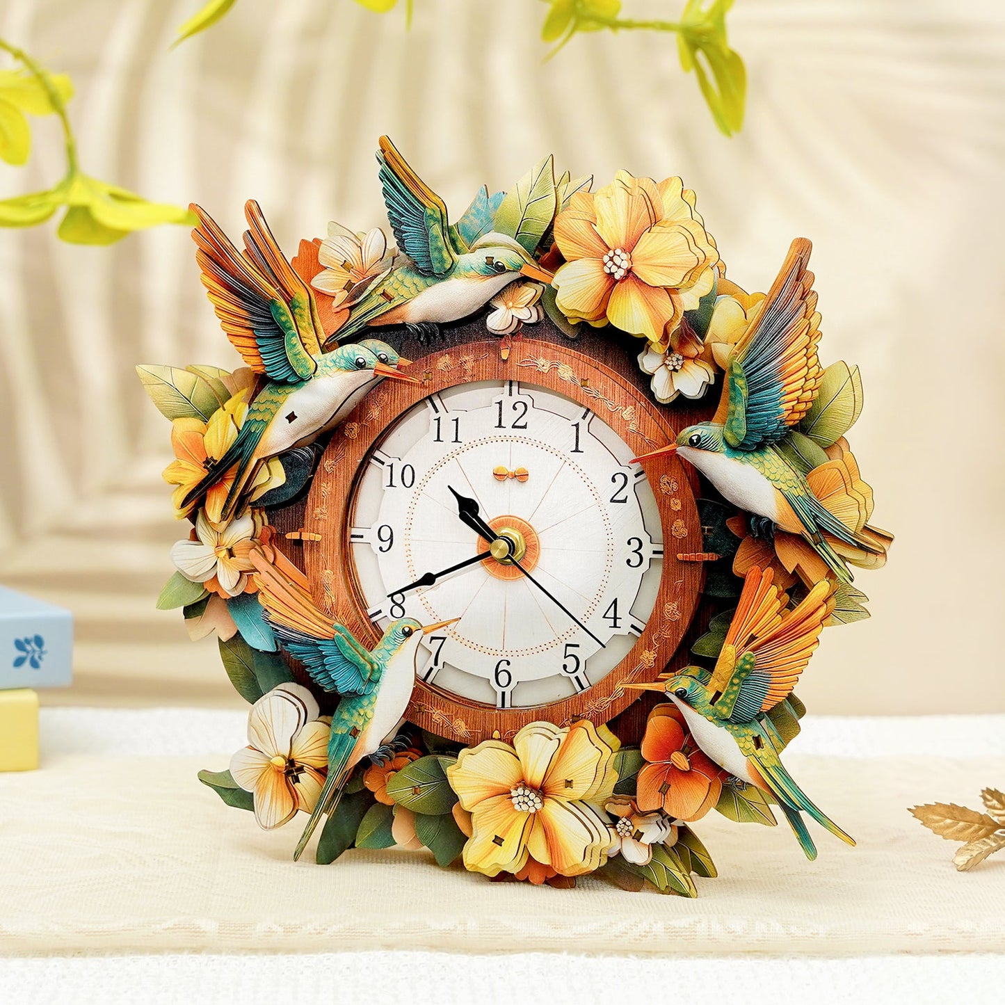 Garden Wingbeats 3D Wooden Puzzle Clock, DIY Craft Kit