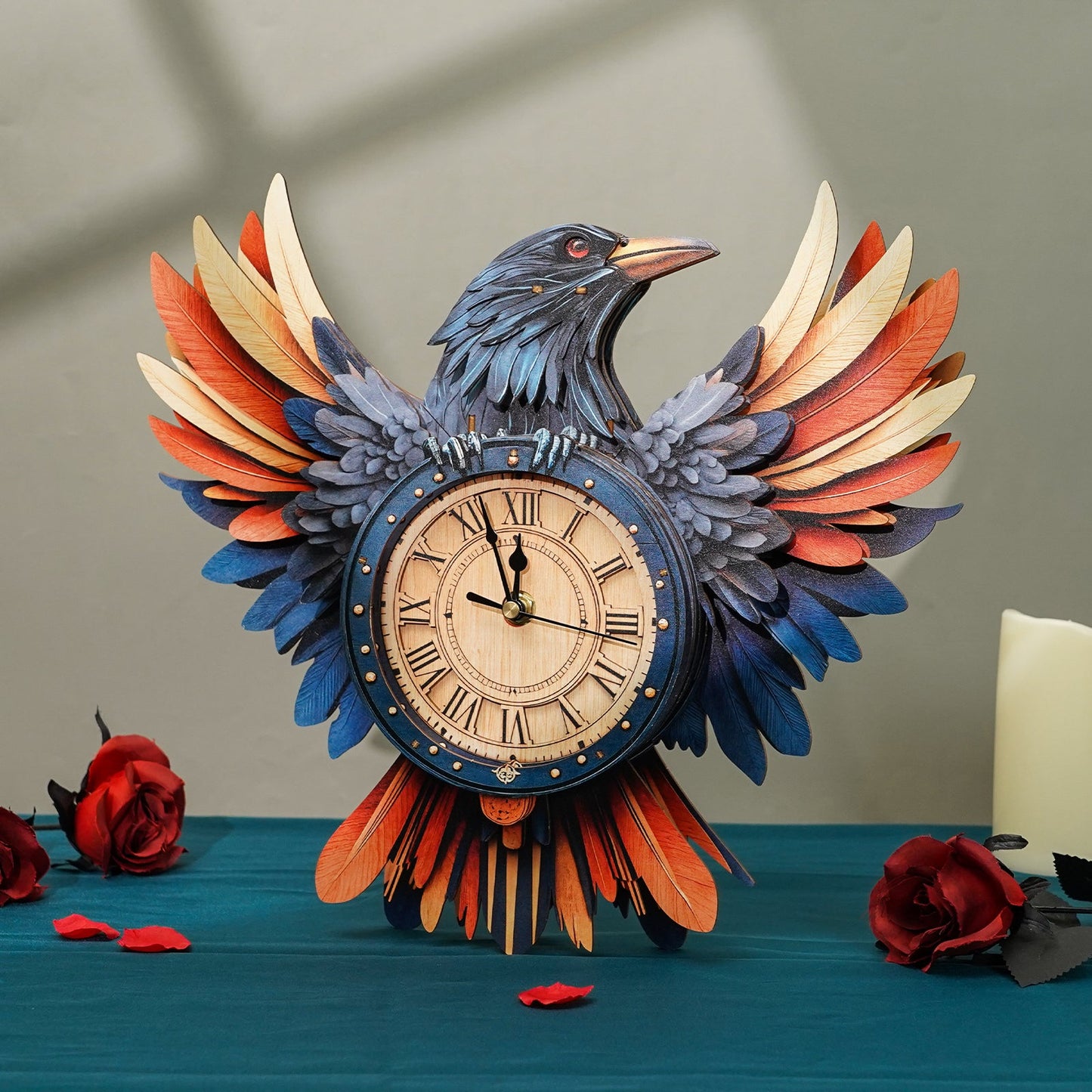 Raven DIY 3D Wooden Puzzle Clock, DIY Craft Kit