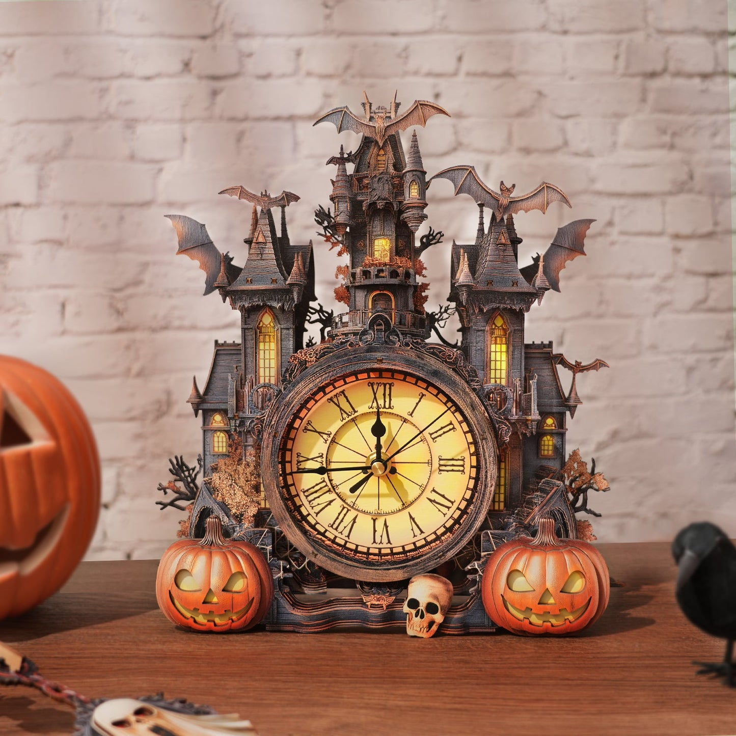 Spooky Castle 3D Wooden Puzzle Clock, DIY Craft Kit