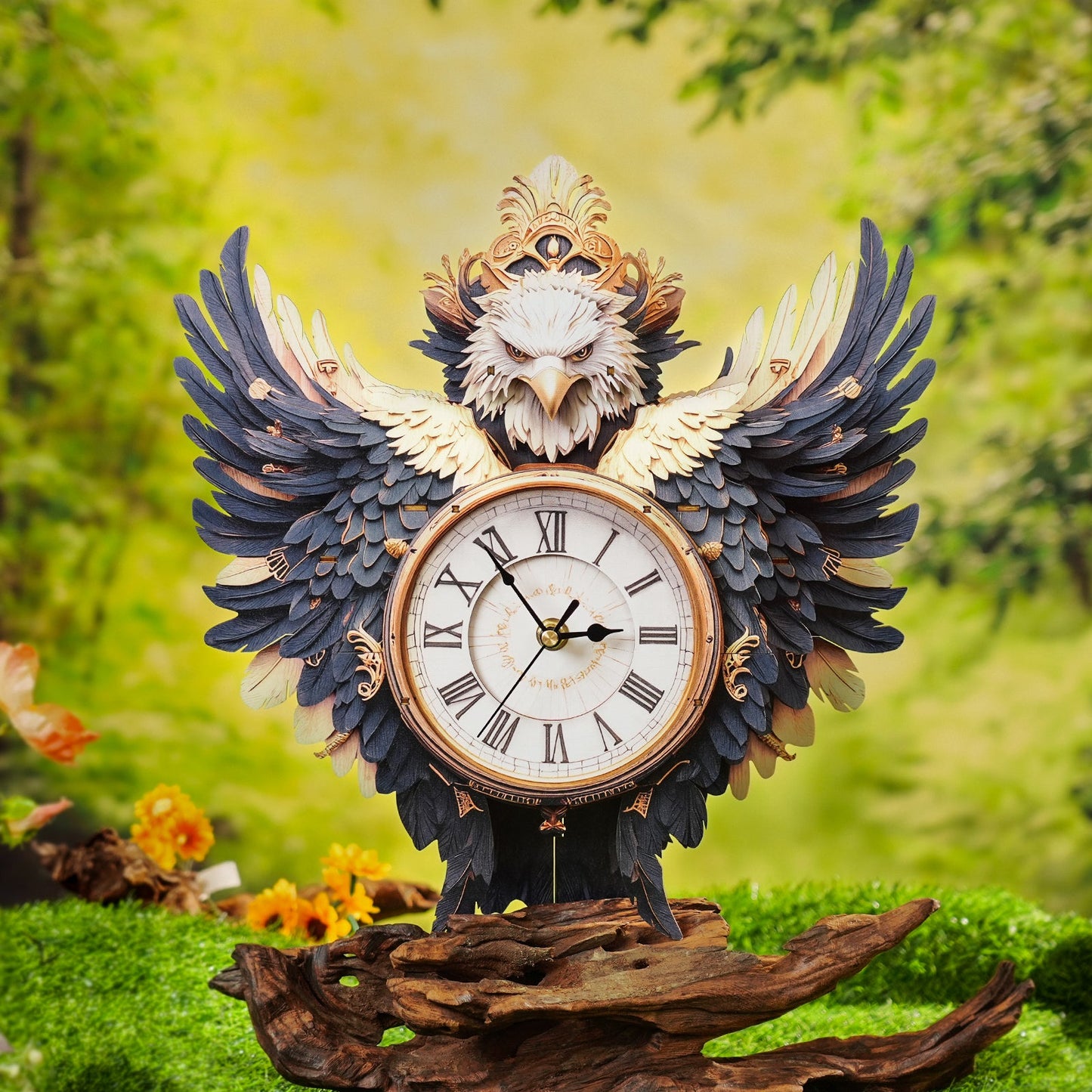 Majestic Eagle 3D Wooden Puzzle Clock, DIY Craft Kit