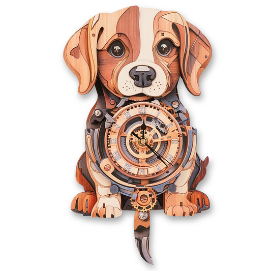 Cute Beagle 3D Wooden Puzzle Clock, DIY Craft Kit