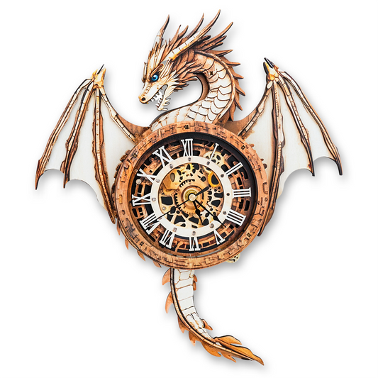 Ancient Dragon 3D Wooden Puzzle Clock, DIY Craft Kit