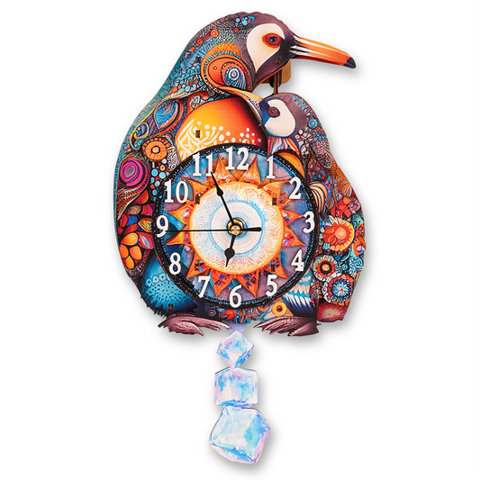 Penguin Family 3D Wooden Puzzle Clock, DIY Craft Kit