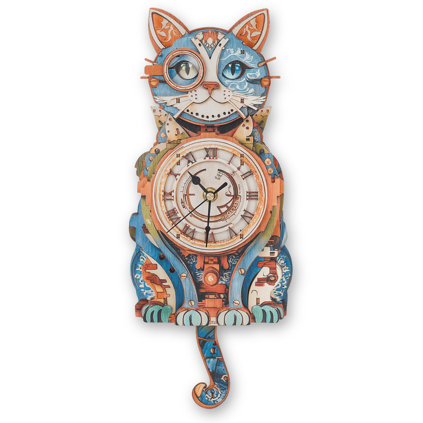 Cat Detective 3D Wooden Puzzle Clock, DIY Craft Kit