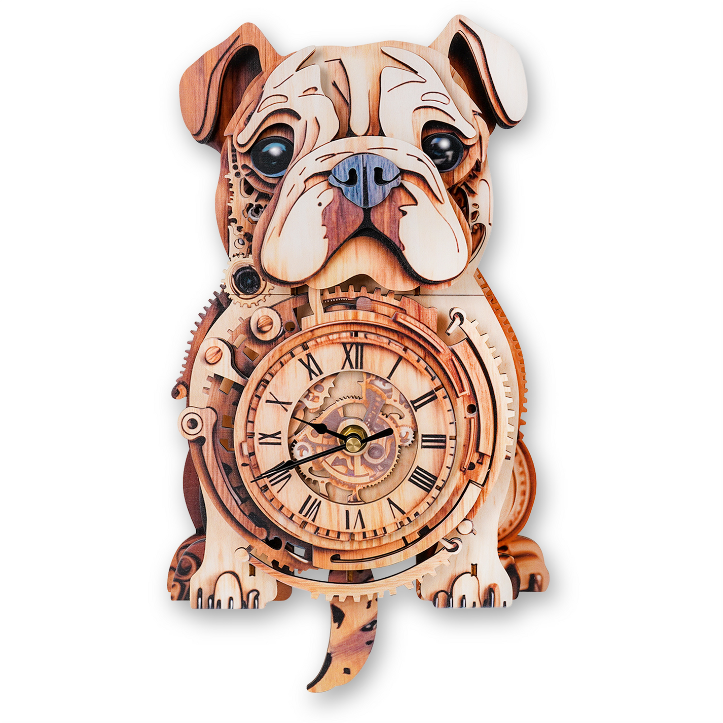 Bulldog 3D Wooden Puzzle Clock, DIY Craft Kit