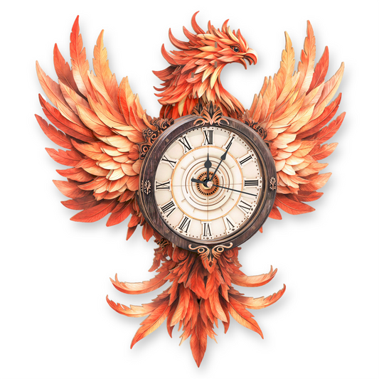 Fire Phoenix 3D Wooden Puzzle Clock, DIY Craft Kit