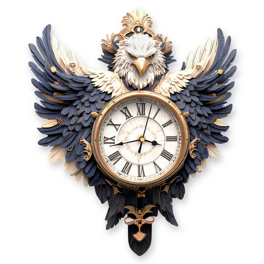 Majestic Eagle 3D Wooden Puzzle Clock, DIY Craft Kit