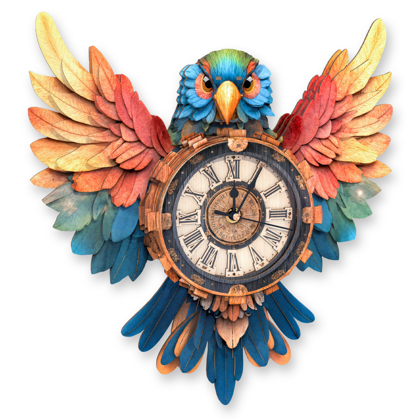 Colorful Parrot 3D Wooden Puzzle Clock, DIY Craft Kit