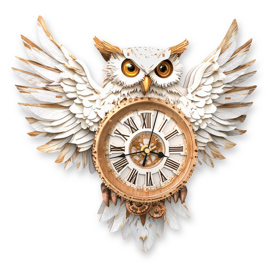Snowy Owl 3D Wooden Puzzle Clock, DIY Craft Kit
