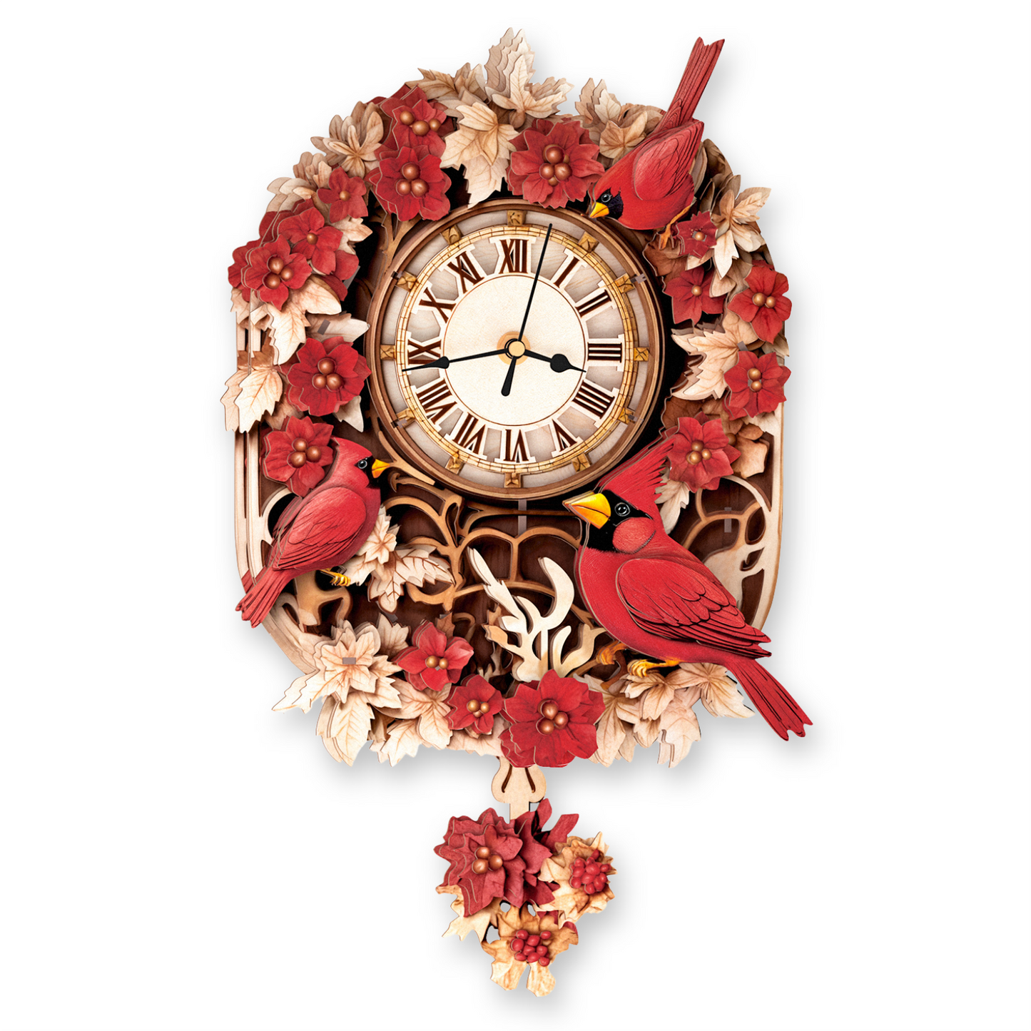 Cardinal Bird 3D Wooden Puzzle Clock, DIY Craft Kit