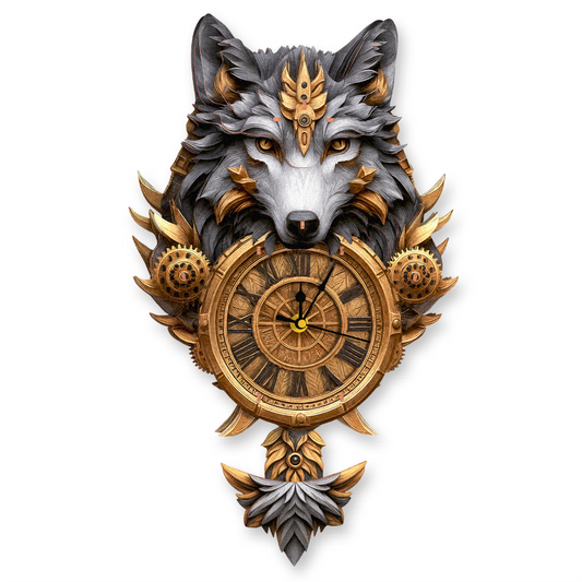 Wolf Totem 3D Wooden Puzzle Clock, DIY Craft Kit